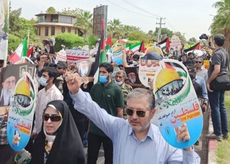 فریاد حمایت از ملت فلسطین در کرانه خلیج فارس طنین‌انداز شد